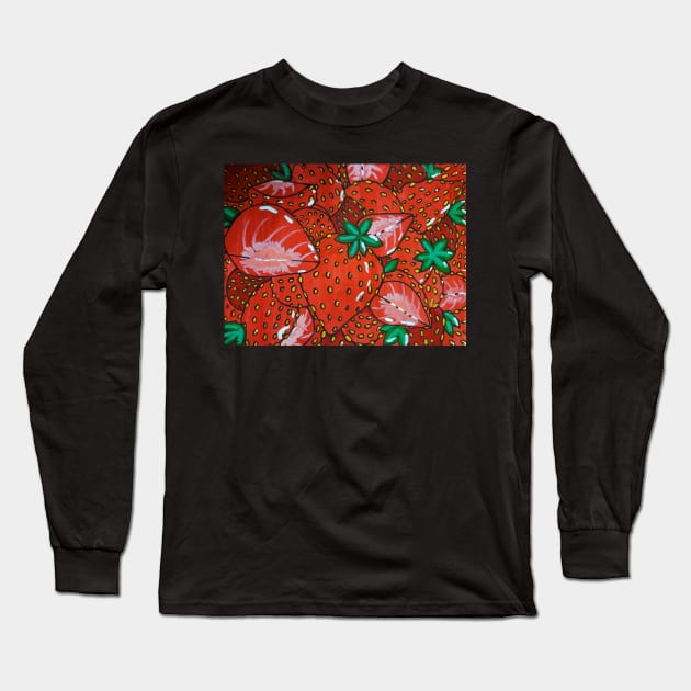 Strawberries Long Sleeve T-Shirt by SolKym Studios 